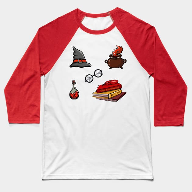 Cute magic & witchcraft elements Baseball T-Shirt by Daria Popkova